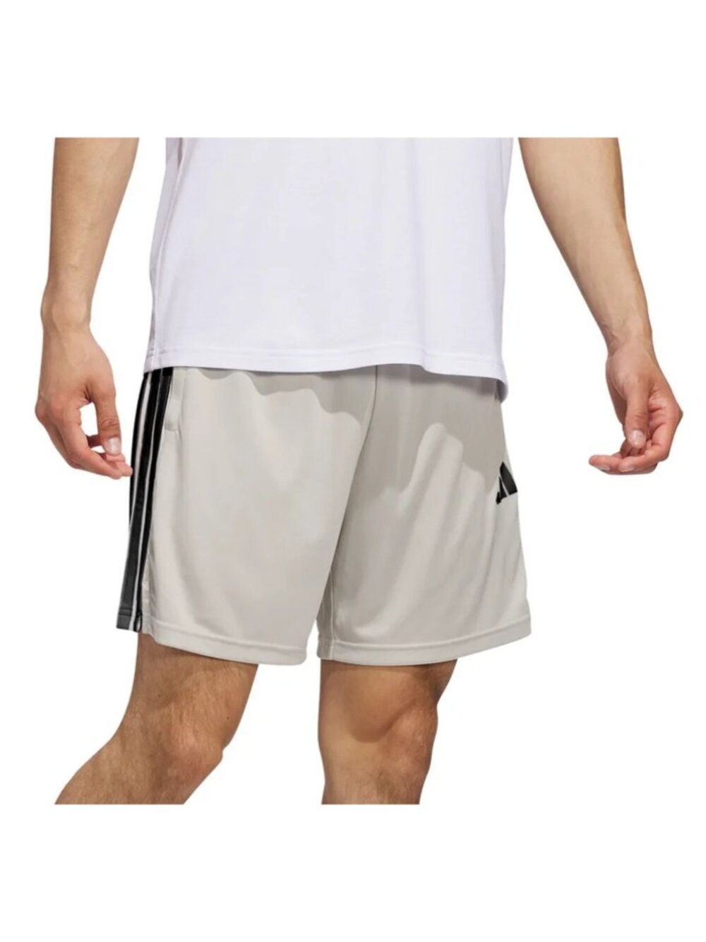 NWT Adidas Men's S Beige Black Active Shorts Striped  7" Inseam